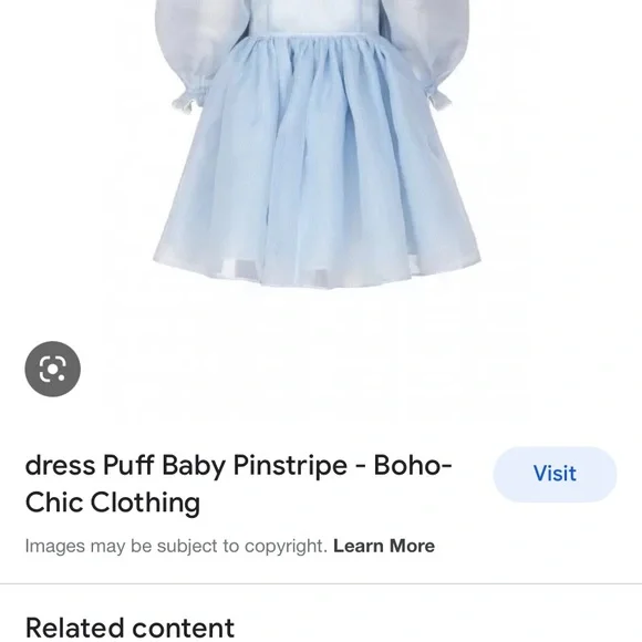 SELKIE Puff dress new with tags baby blue pinstripe free people xs - Picture 4 of 10